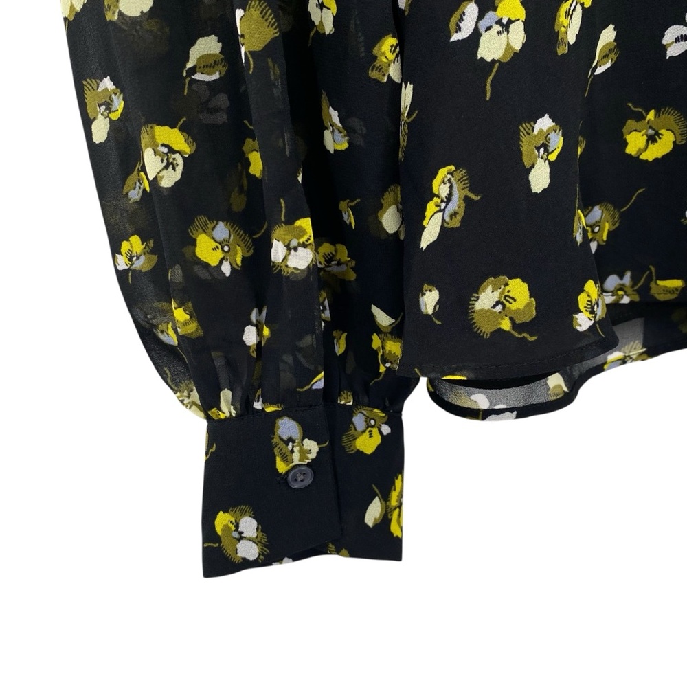 Banana Republic Floral Wrap Top Black New - Picture 10 of 13